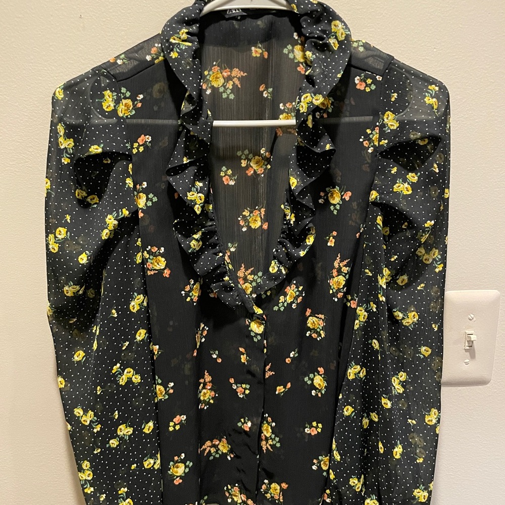 Puff sleeve floral Zara blouse
